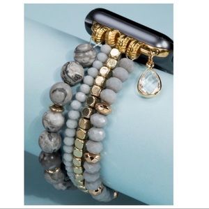 Gray Beaded Smart Watch Band